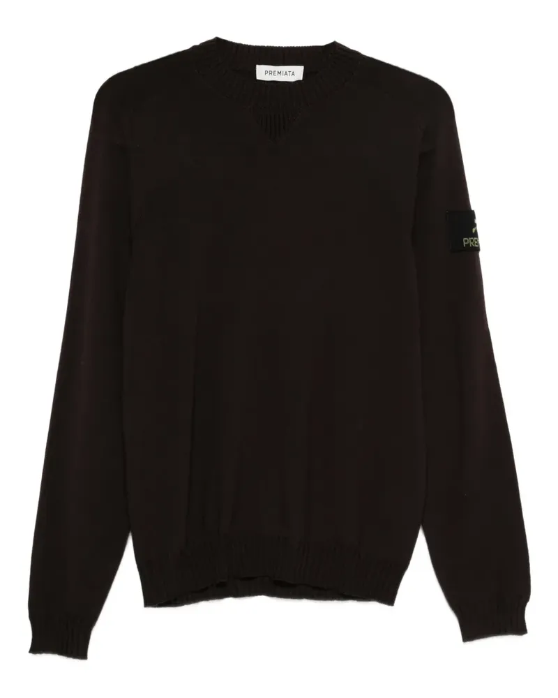 Premiata logo-patch crew-neck sweater - Braun Braun