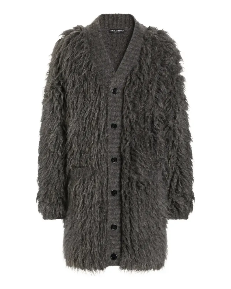 Dolce & Gabbana Cardigan mit Pelzoptik - Grau Grau