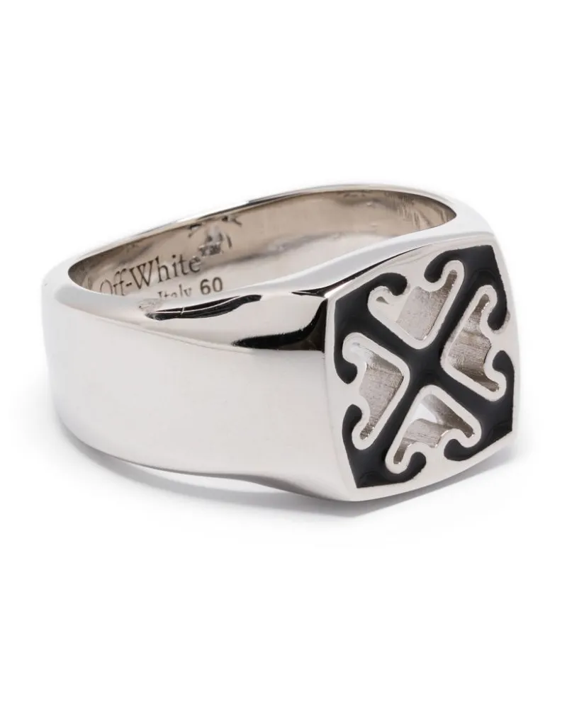 OFF-WHITE Emaillierter Pfeilring Silber