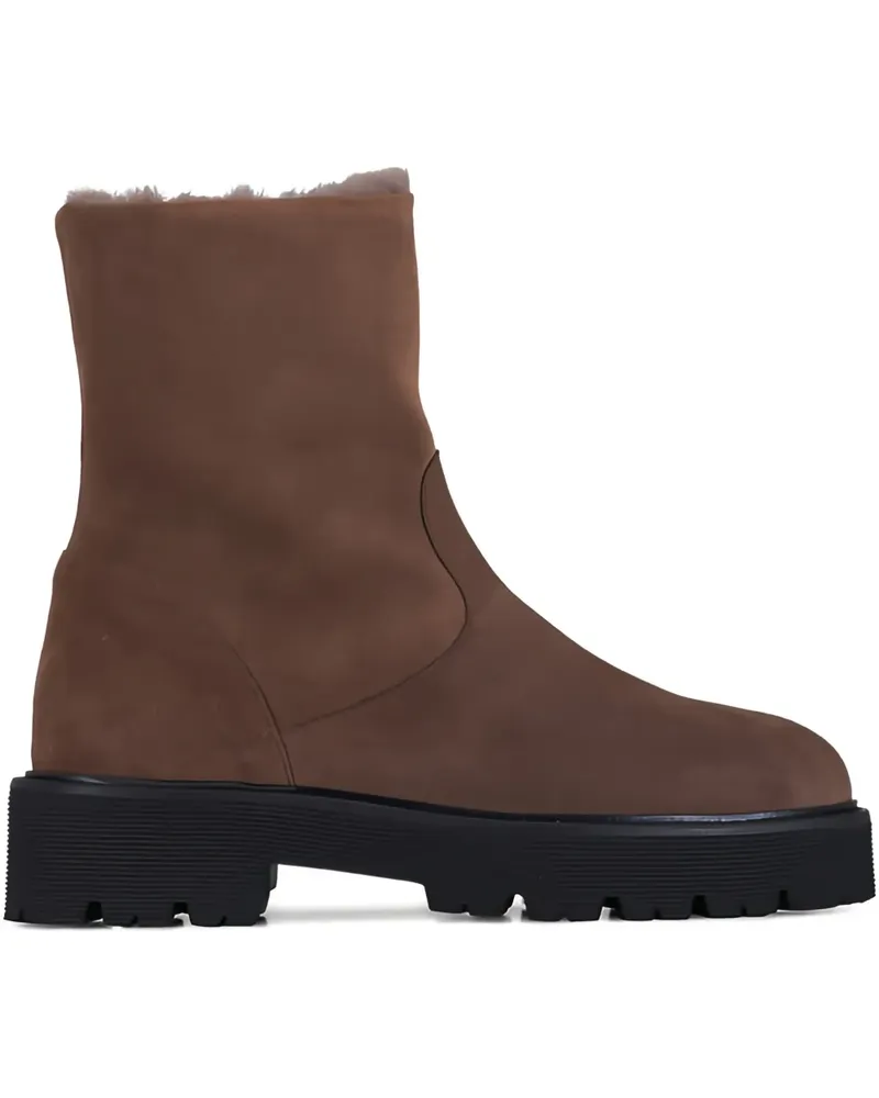 Aquatalia Stiefeletten aus Kalbswildleder mit Profilsohle - Braun Braun