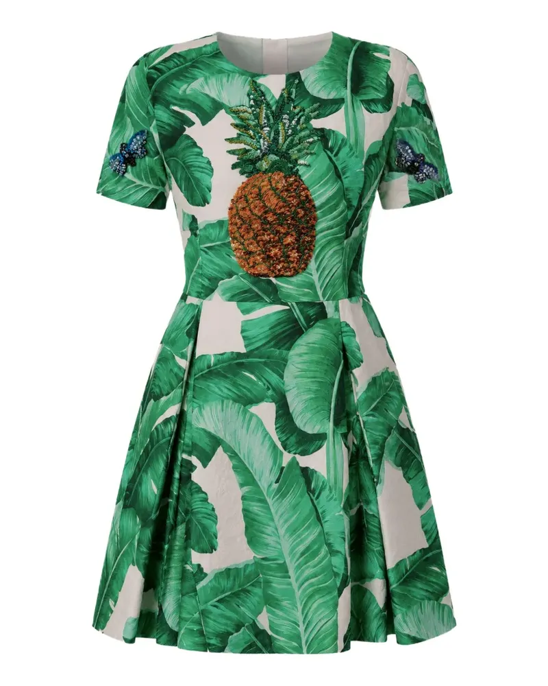 Dolce & Gabbana Ananas-Minikleid mit Bananenblatt-Print - Grün Grün