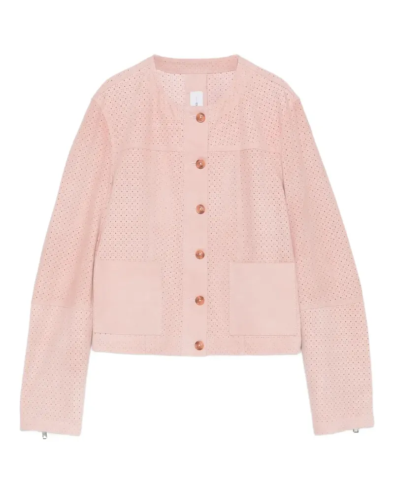 Bully perforated-detail collarless jacket - Rosa Rosa