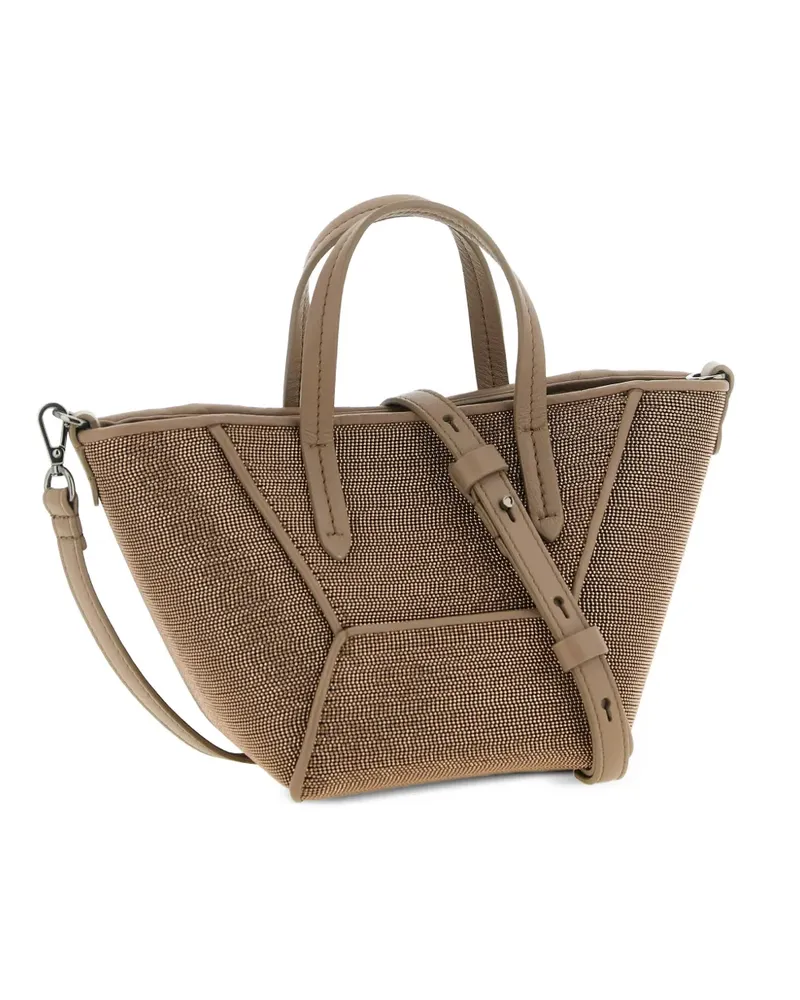 Brunello Cucinelli BC Duo Precious panel leather tote bag - Braun Braun