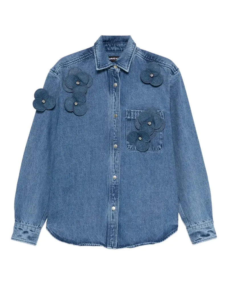 David Koma floral-appliqué shirt - Blau Blau
