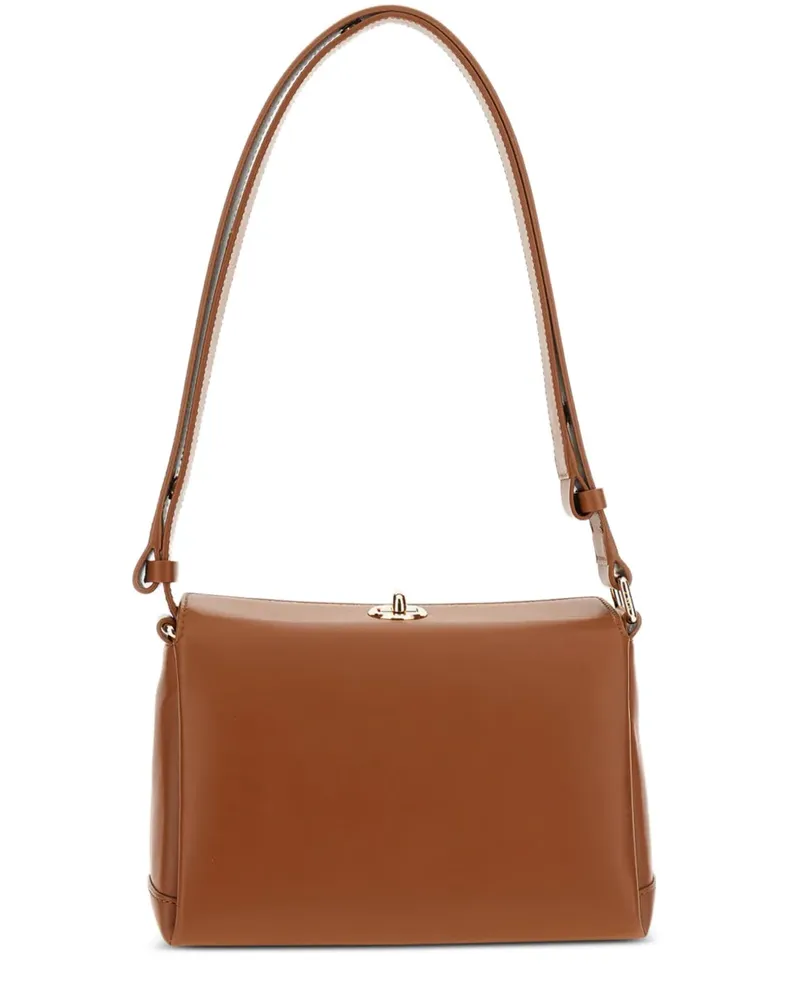 PLAN C Schultertasche aus Leder - Braun Braun