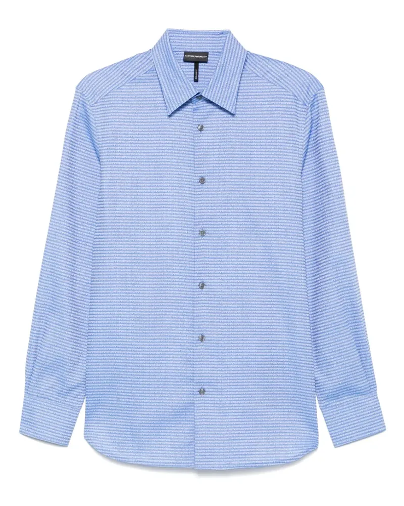 Emporio Armani Hemd mit Jacquard-Logo - Blau Blau