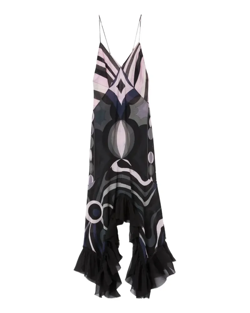 Emilio Pucci iride-print V-neck dress - Schwarz Schwarz