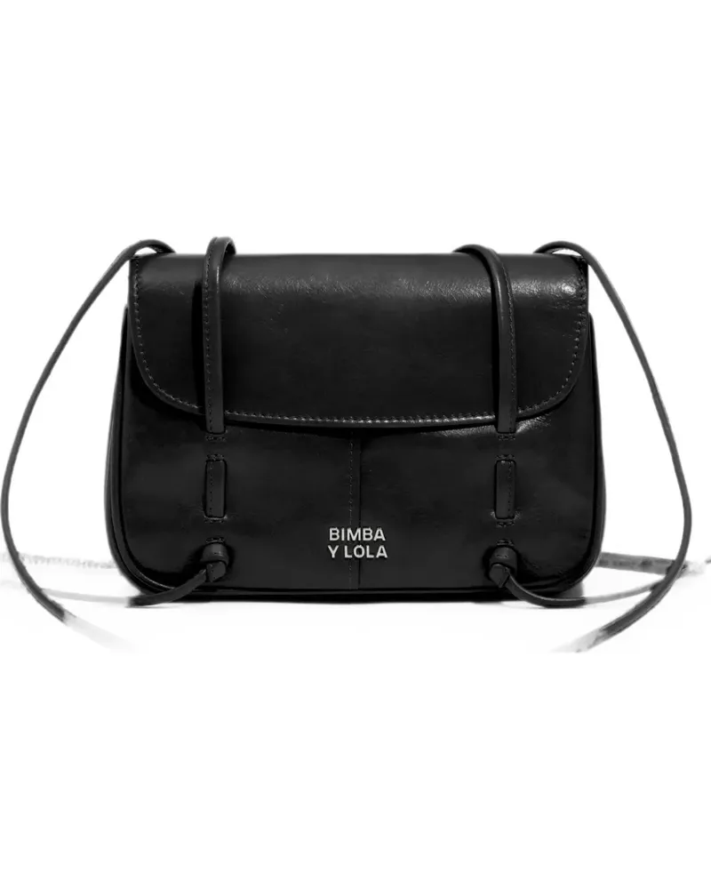 BIMBA Y LOLA Mini Flap Tasche aus Leder - Schwarz Schwarz