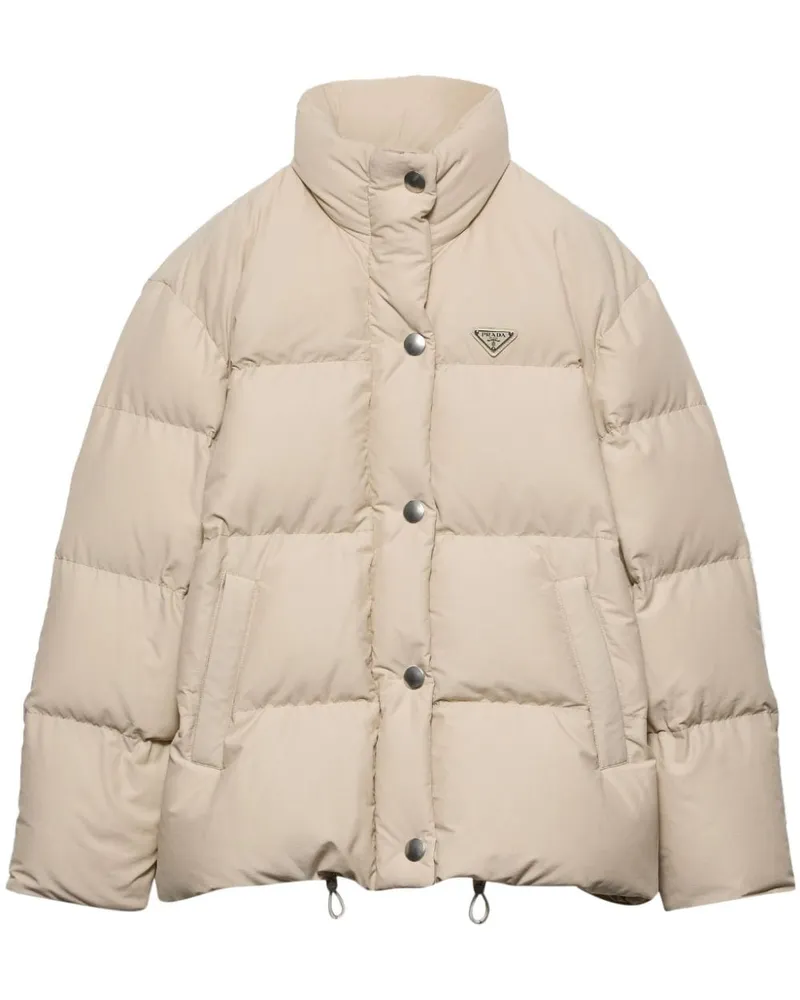 Prada Triangle-logo puffer jacket Nude