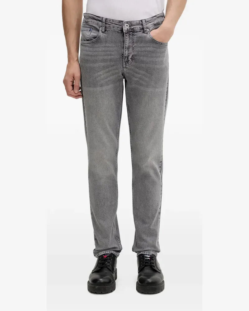 Karl Lagerfeld logo-patch whiskered jeans - Grau Grau