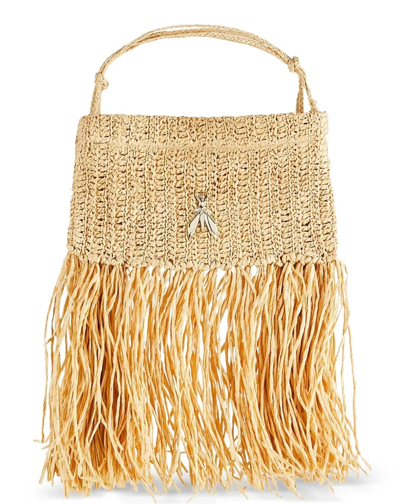 Patrizia Pepe fringed Fly-logo shoulder bag - Nude Nude