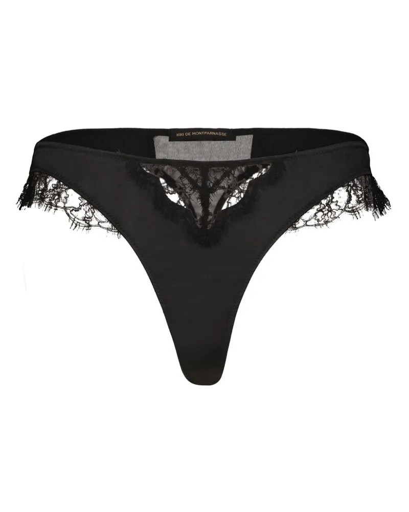 Kiki De Montparnasse Tanga mit Spitzeneinsatz - Schwarz Schwarz