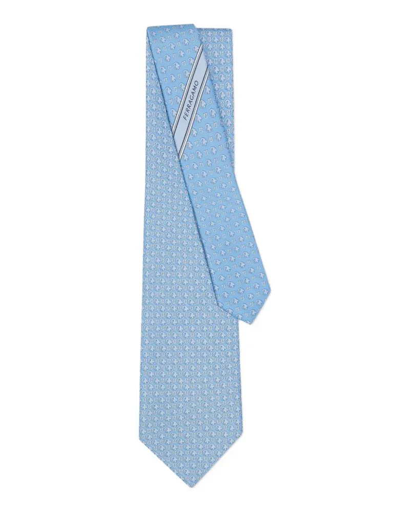Ferragamo Seidenkrawatte mit Ziegen-Print - Blau Blau