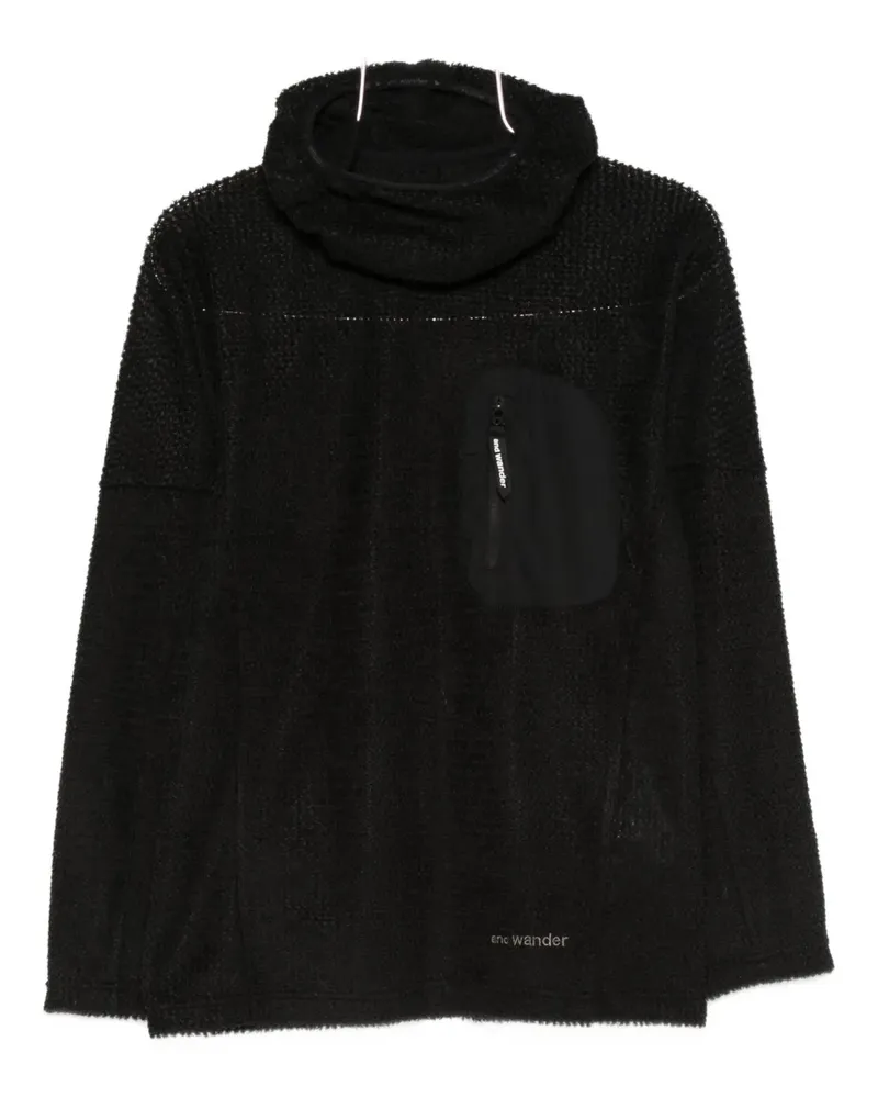 and wander Hoodie mit Reißverschlusstasche - Schwarz Schwarz