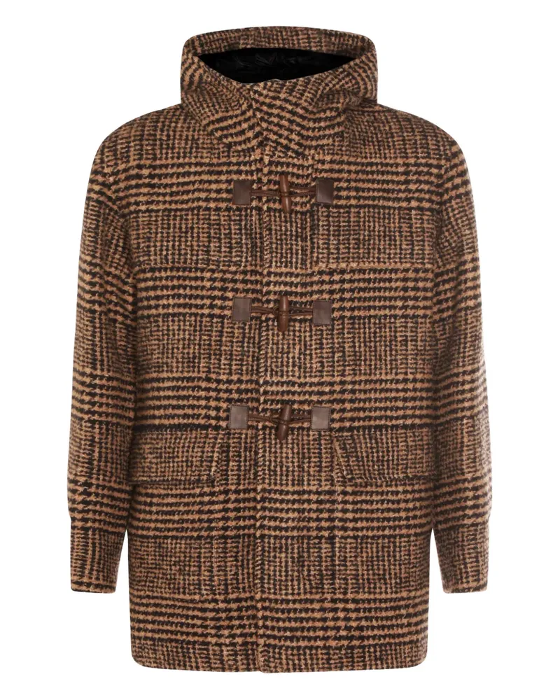 Herno hooded check-toggle coat - Braun Braun