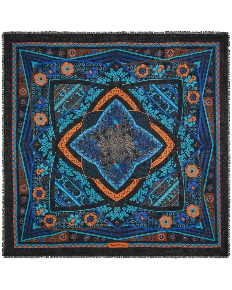 Ferragamo Seidenschal mit Nirvana-Print - Schwarz Schwarz