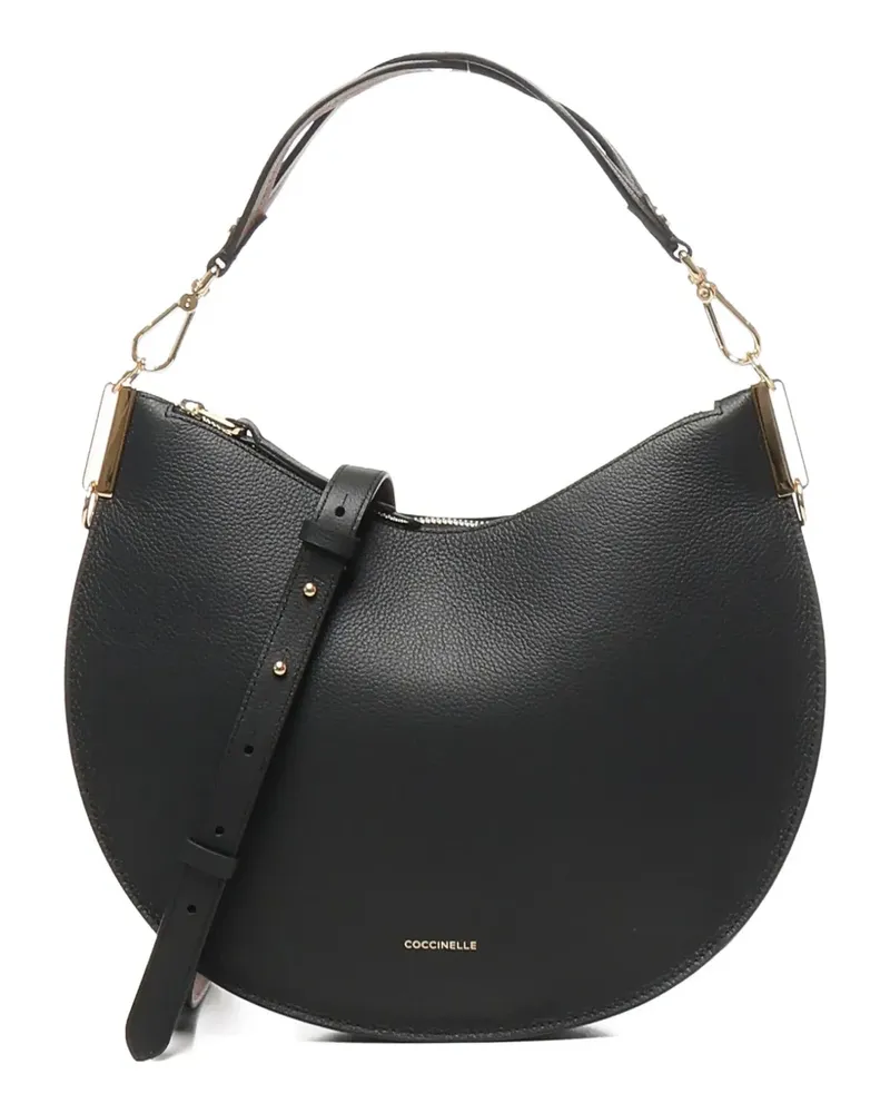Coccinelle Sunup Half-Moon-Schultertasche mit Henkel - Schwarz Schwarz
