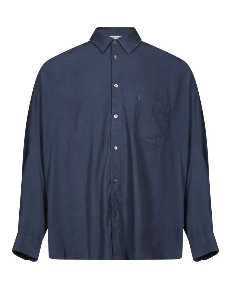 YMC patch-pocket long-sleeve shirt - Blau Blau