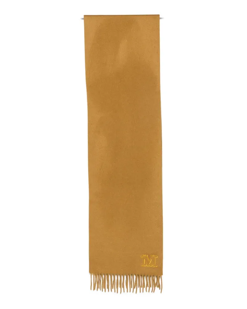 Max Mara logo-embroidered fringed scarf - Braun Braun