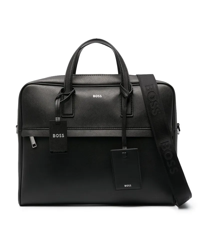 HUGO BOSS Laptoptasche mit Logo-Stempel - Schwarz Schwarz