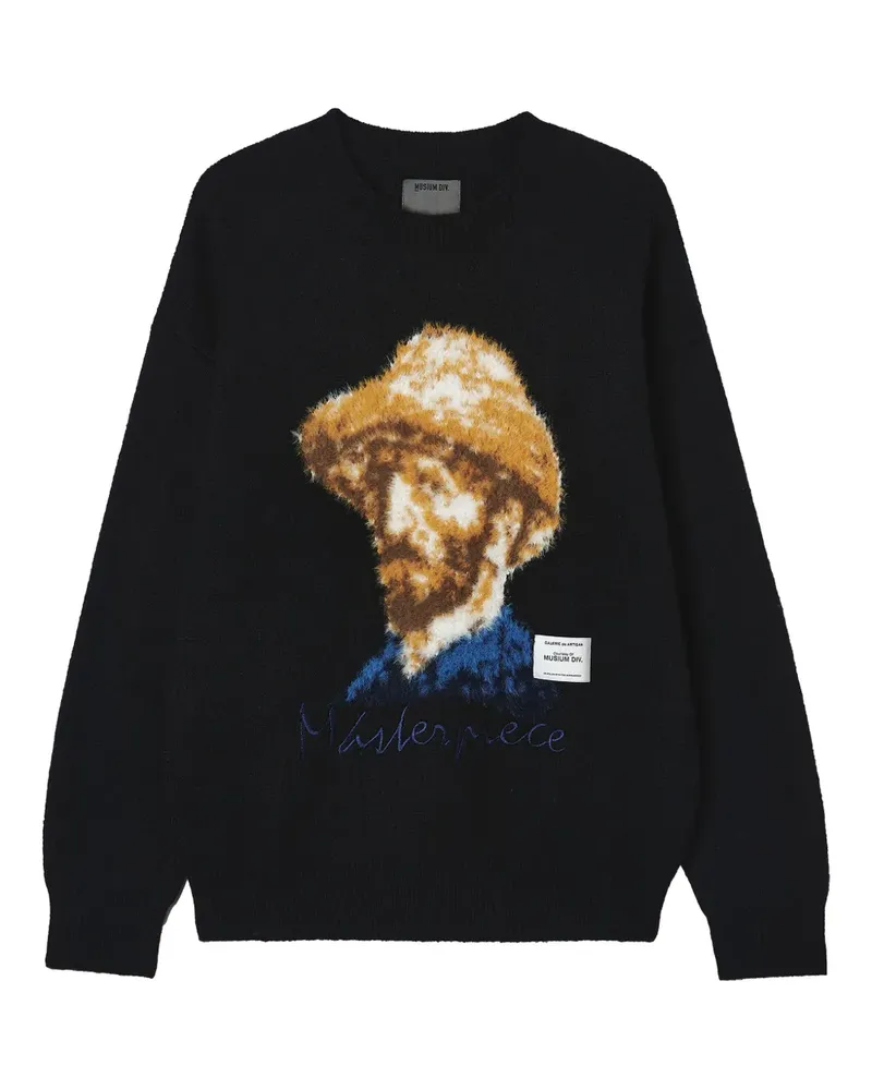 Musium Div. Pullover mit Portrait-Stickerei - Schwarz Schwarz