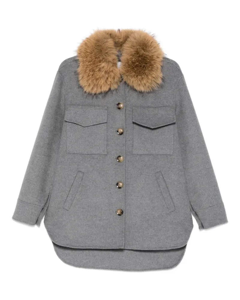 AVA ADORE faux-fur-collar coat - Grau Grau