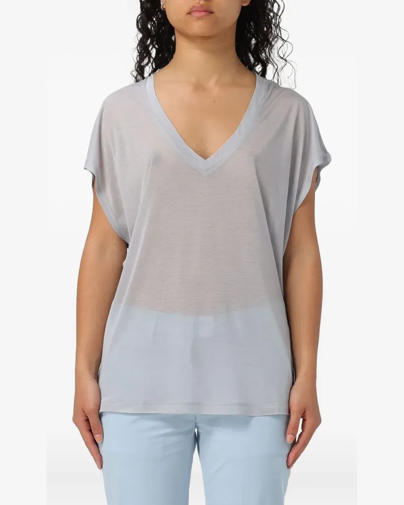 Dondup T-Shirt mit V-Ausschnitt - Blau Blau