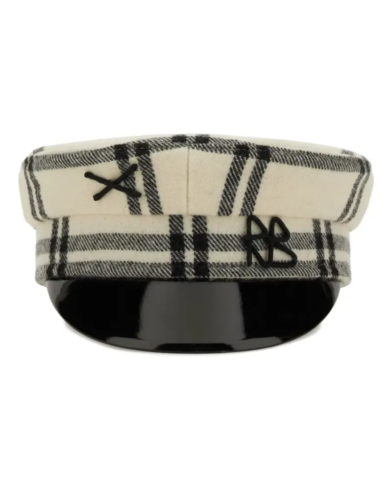 RUSLAN BAGINSKIY Karierte Mütze mit Schirm - Weiß Weiß