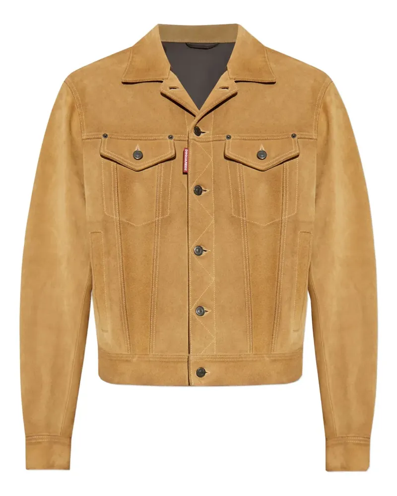 Dsquared2 Lederjacke mit Knopfverschluss - Braun Braun