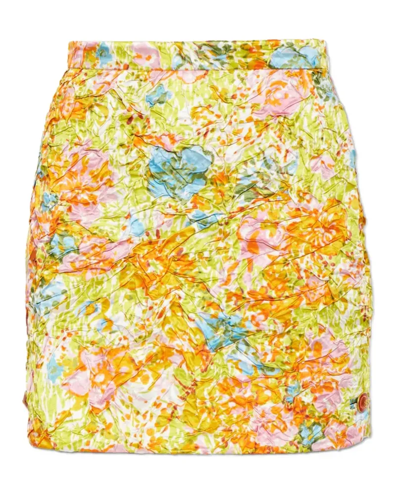 Versace floral-print crinkled mini skirt - Grün Grün