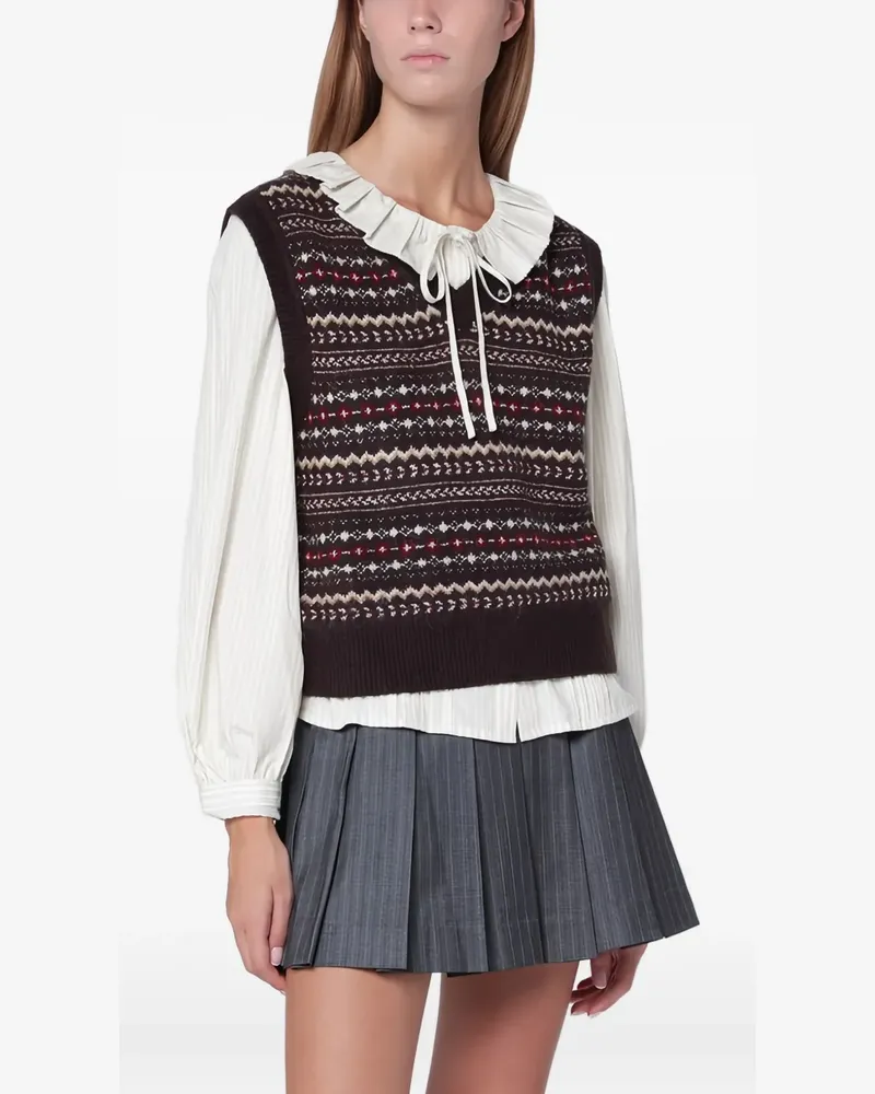 Dunst Weste mit geometrischem Muster - Braun Braun