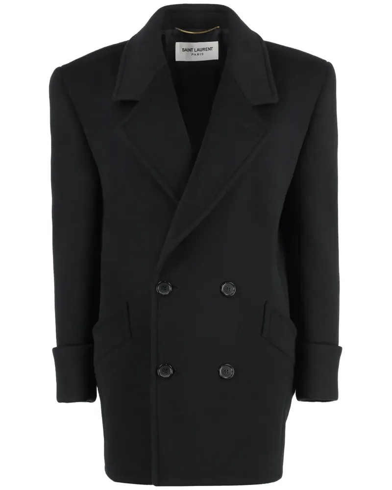Saint Laurent Doppelreihiger Mantel - Schwarz Schwarz