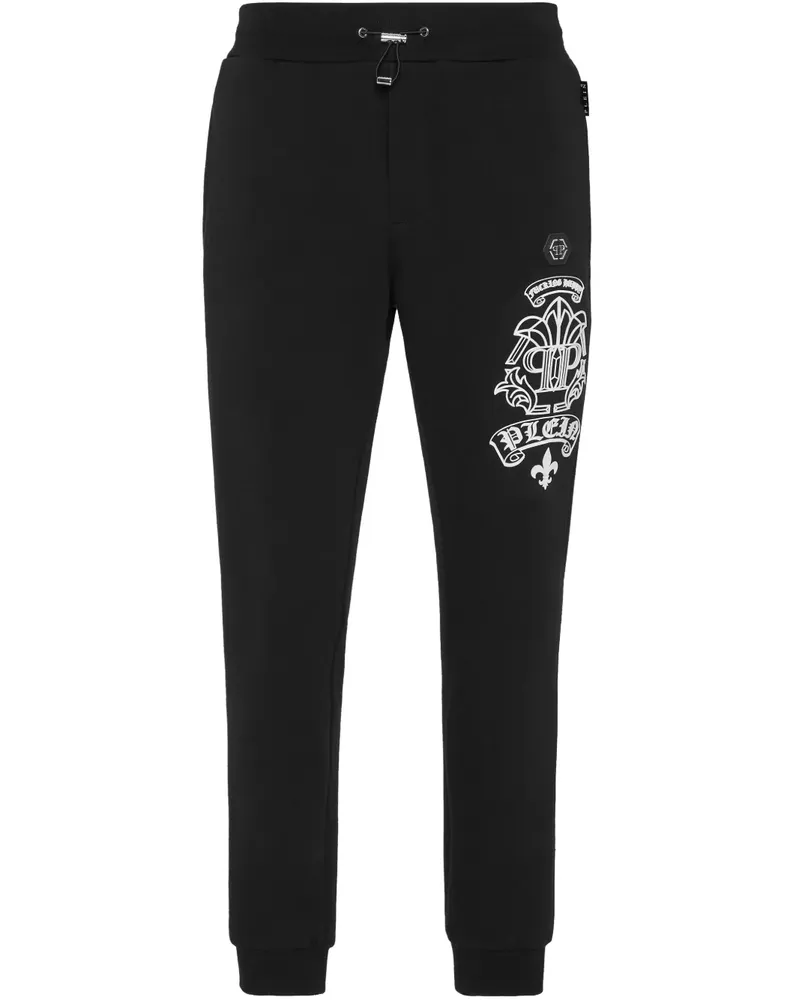 Philipp Plein Tapered-Jogginghose mit grafischem Detail - Schwarz Schwarz