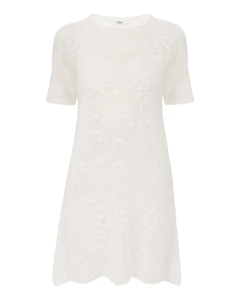 Chloé floral-lace short-sleeve mini dress - Weiß Weiß