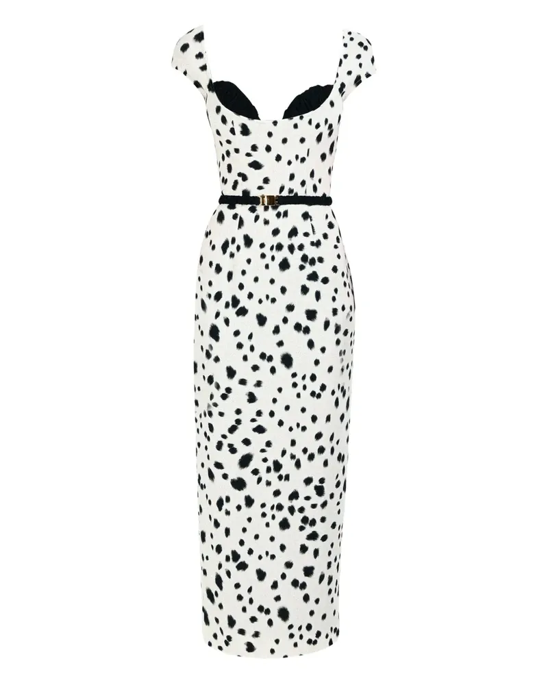 Rowen Rose BH-Kleid mit Dalmatiner-Muster - Weiß Weiß
