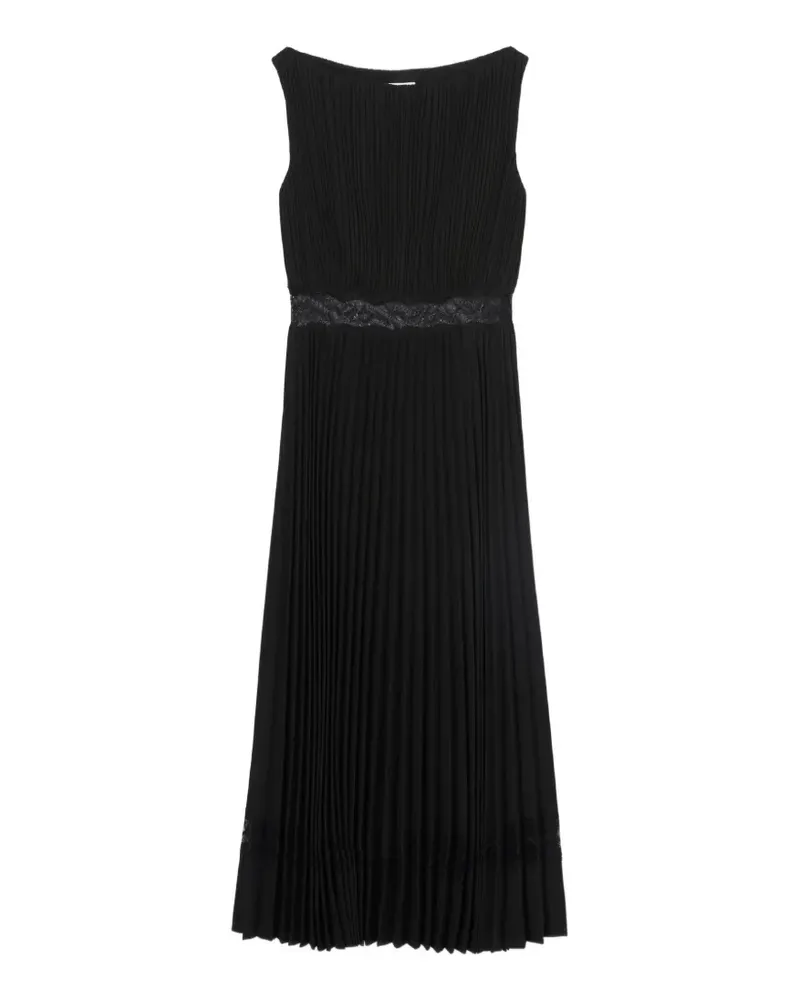 Claudie Pierlot Midikleid mit Spitzeneinsatz - Schwarz Schwarz
