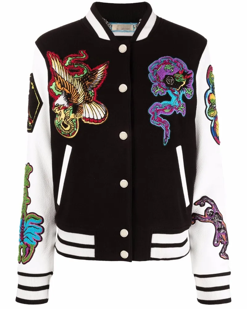 Philipp Plein Collegejacke aus Farbe - Schwarz Schwarz