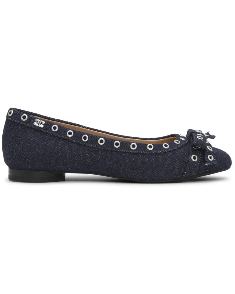 Ganni Jeans-Ballerinas mit Ösendetail - Blau Blau