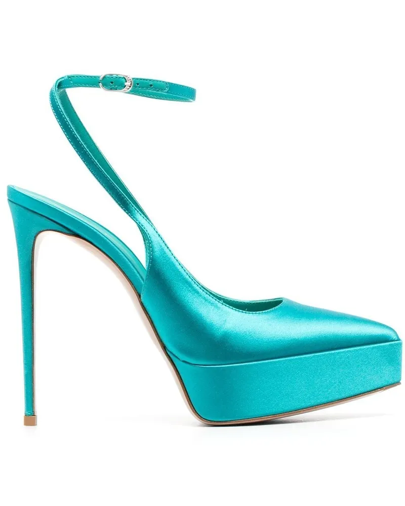 Le Silla Uma Plateau-Pumps mit Satinbesatz 130mm Blau