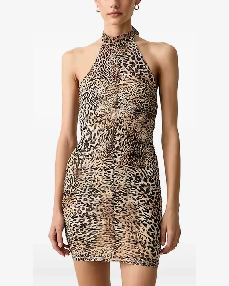 Guess Zaya leopard-print ruched mini dress - Braun Braun
