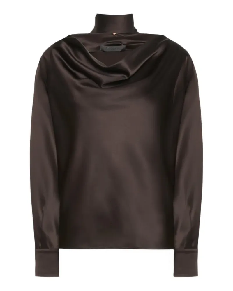 Max Mara Seidenhemd mit Wasserfallkragen - Braun Braun