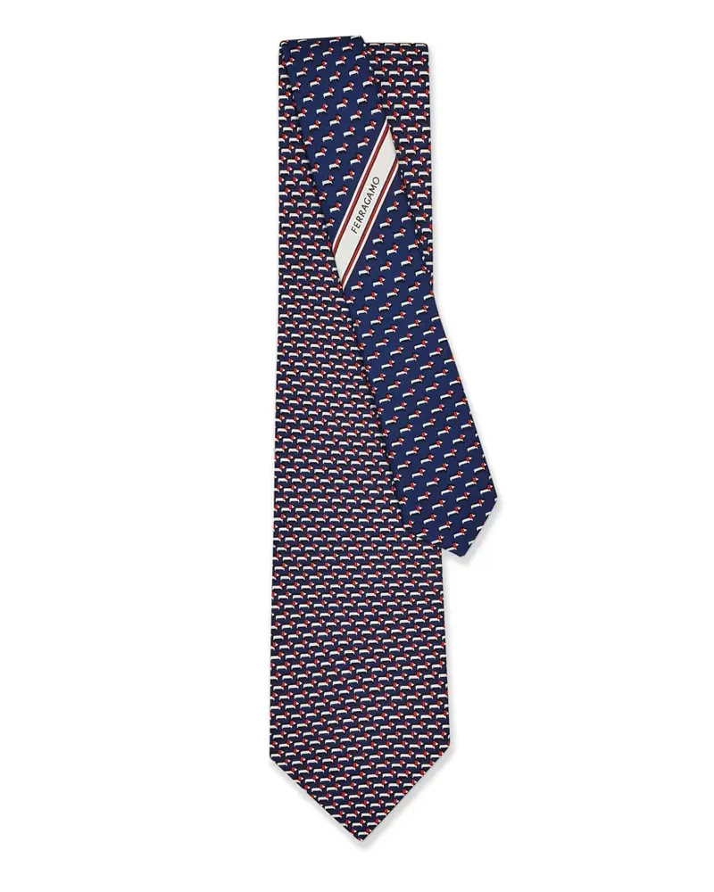 Ferragamo printed silk tie - Blau Blau