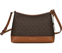 Umhängetasche mit Logo und Anhänger - Braun