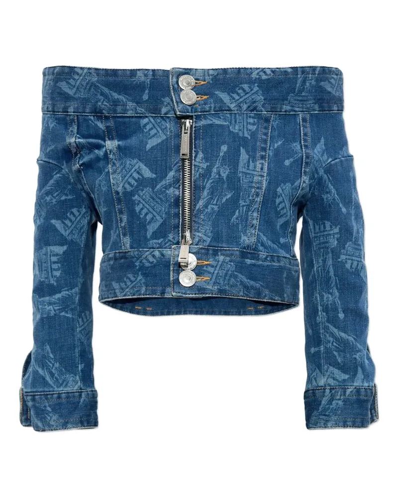 Dsquared2 x Vaquera off-shoulder zip-fastening jacket - Blau Blau
