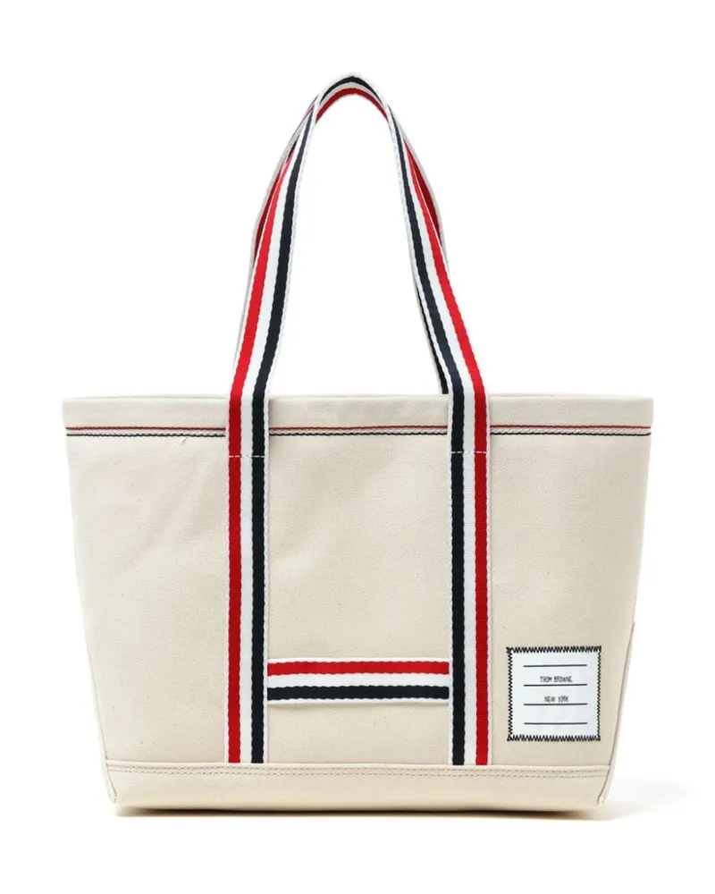 Thom Browne Kleiner Shopper mit Streifendetail - Weiß Weiß