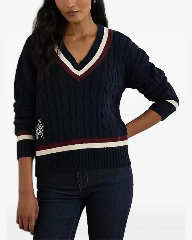 Ralph Lauren cable knit V-neck sweater - Blau Blau