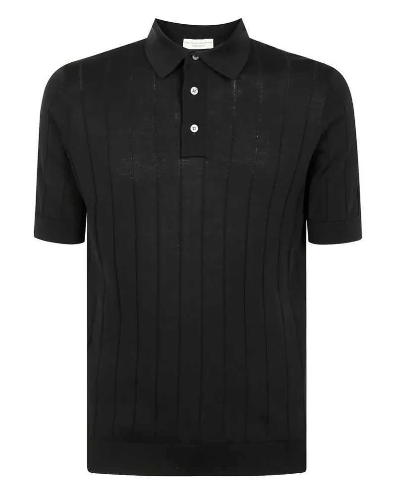 Filippo de Laurentiis Poloshirt mit Streifendetail - Schwarz Schwarz