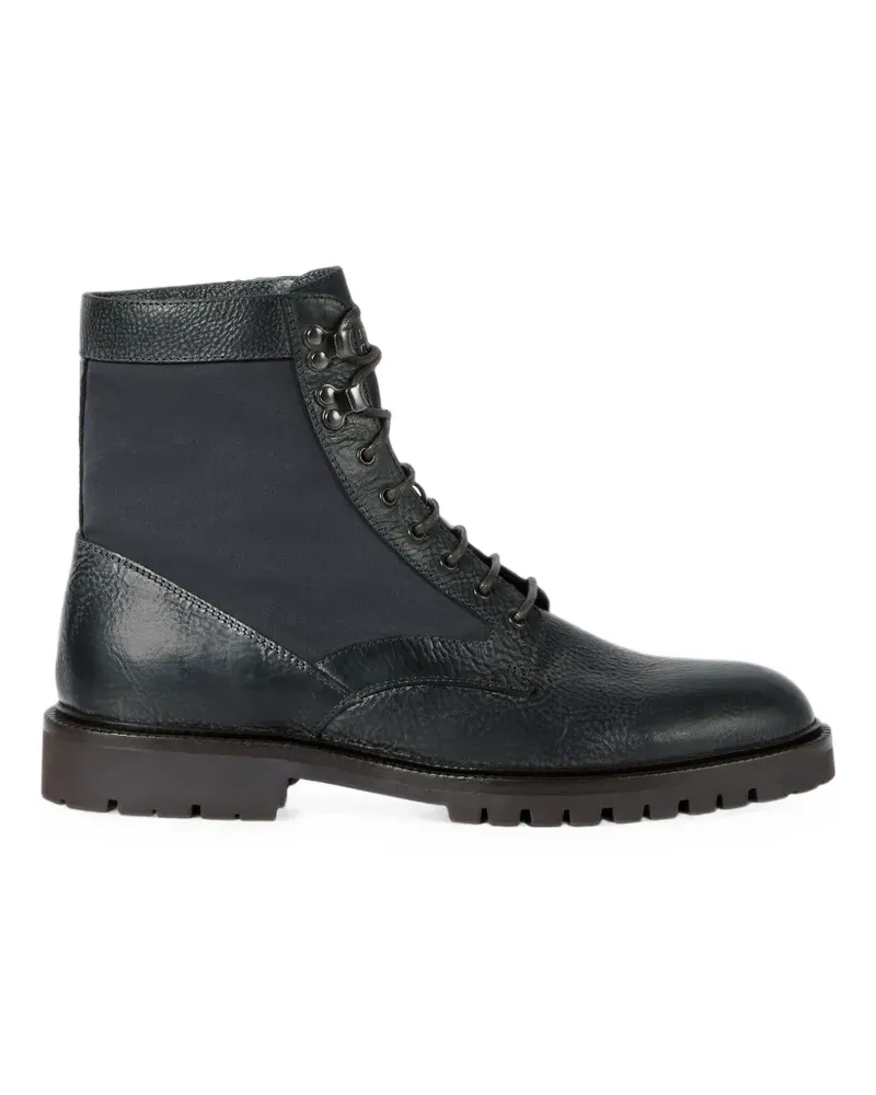 Brunello Cucinelli Stiefel aus gealtertem Kalbsleder und gewachstem Nylon - Blau Blau