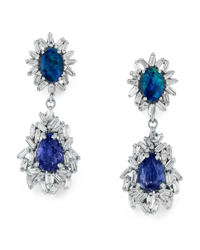 Suzanne Kalan opal and sapphire drop earrings - Silber Silber