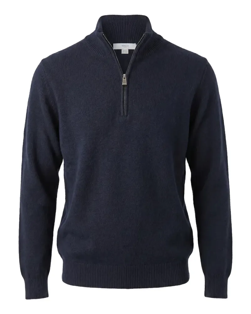 Malo Kaschmirpullover mit Reißverschluss - Blau Blau